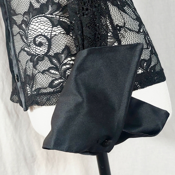 ZARA black lace blouse with satin trim, S, EUC without tags - Picture 4 of 7